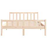 Solid wood bed frame without mattress