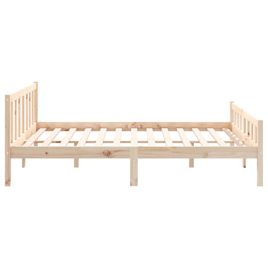 Solid wood bed frame without mattress