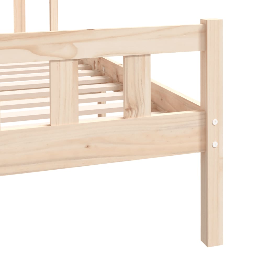 Solid wood bed frame without mattress