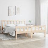 Solid wood bed frame without mattress