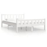 White solid wood bed frame without mattress