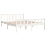 White solid wood bed frame without mattress