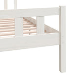 White solid wood bed frame without mattress