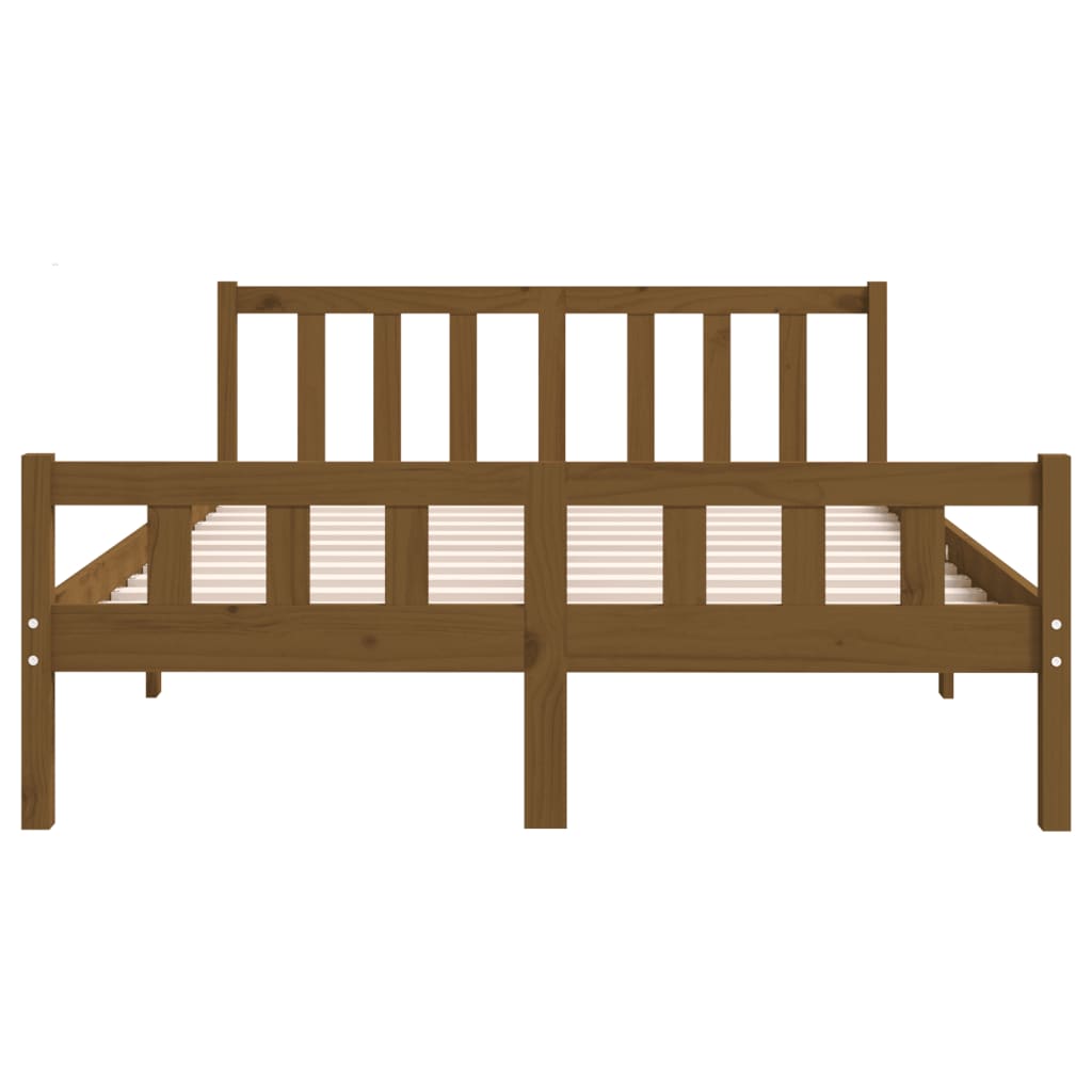 Bed frame without mattress honey brown solid wood 140x190 cm