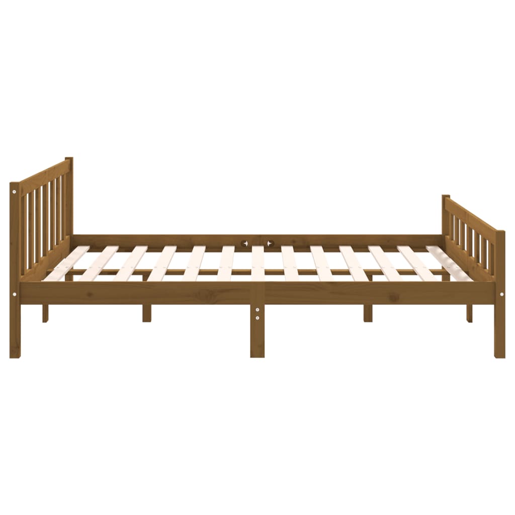 Bed frame without mattress honey brown solid wood 140x190 cm