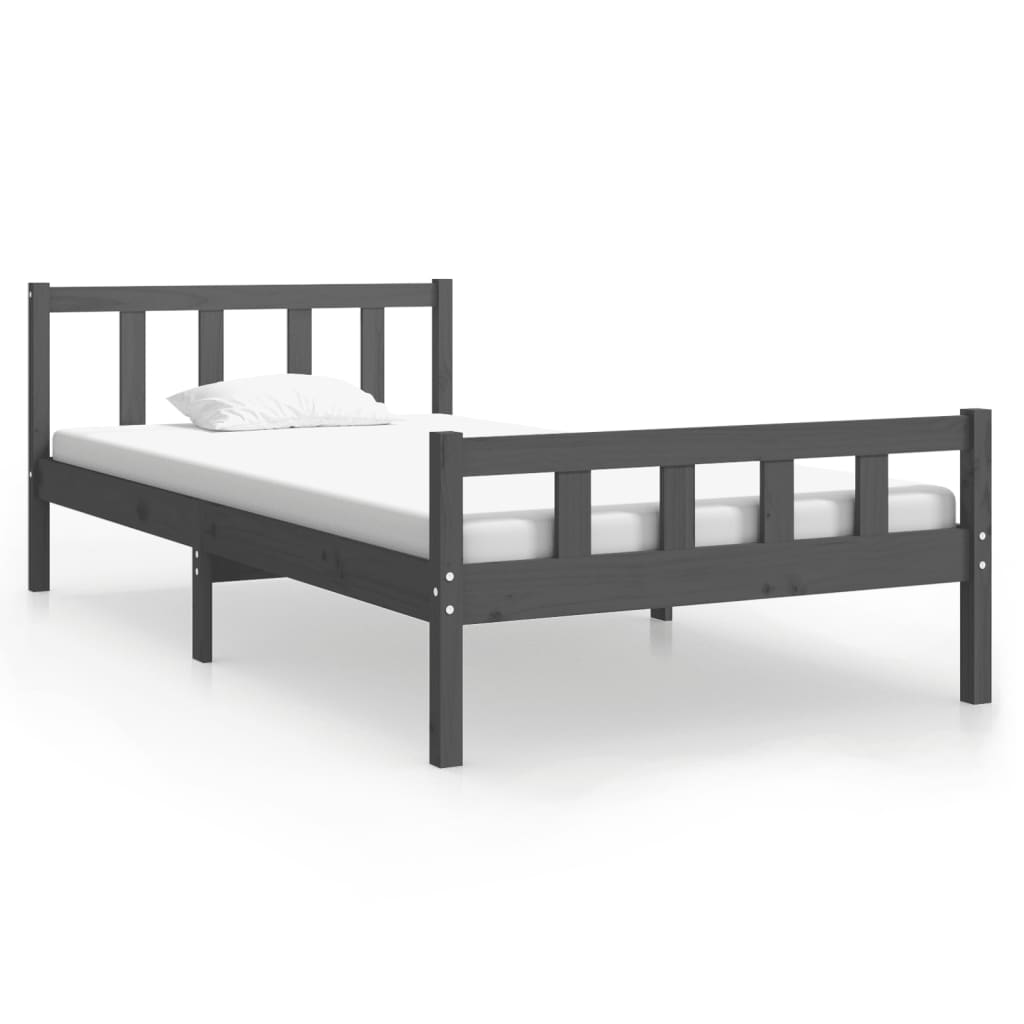 Bed frame without mattress gray solid wood 100x200 cm