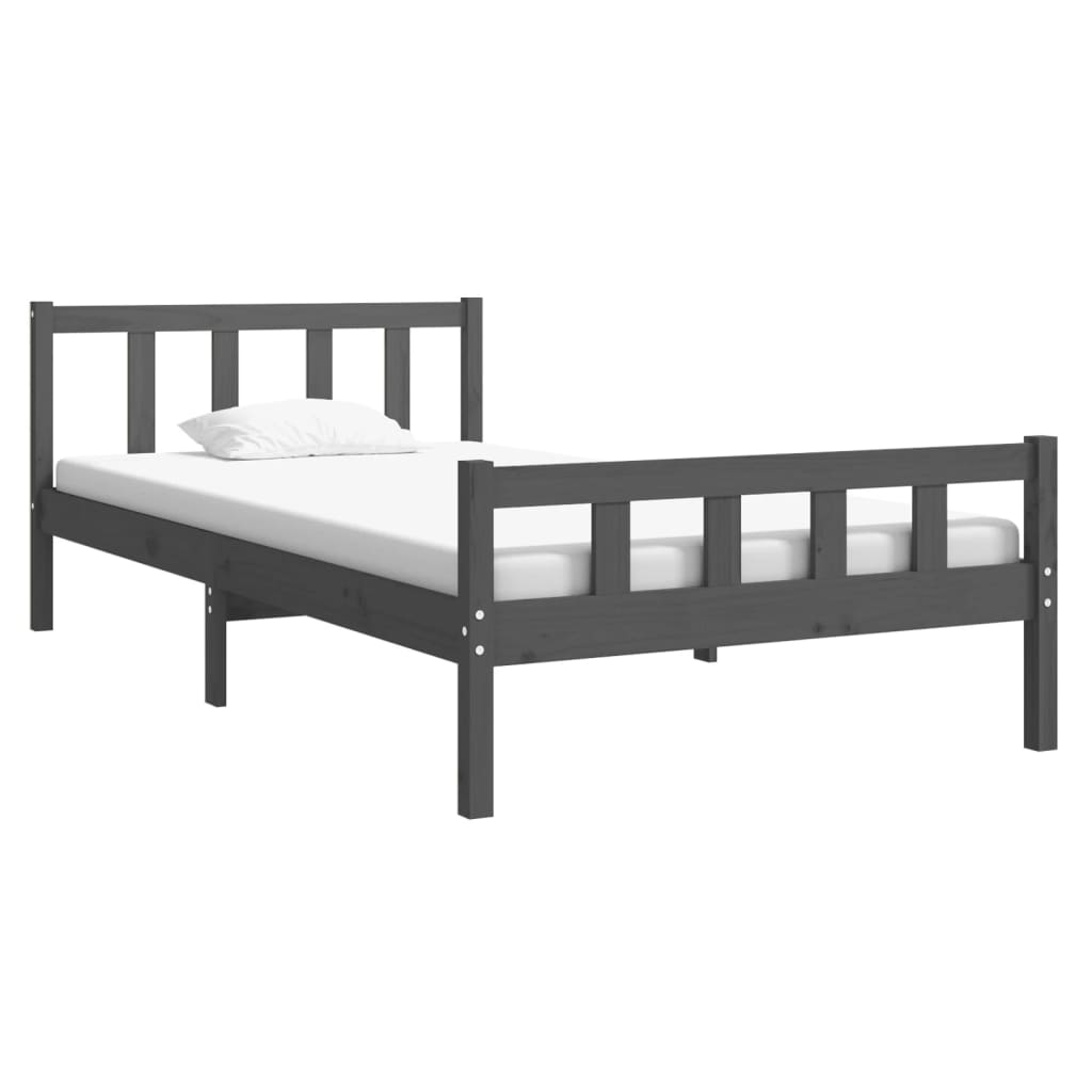 Bed frame without mattress gray solid wood 100x200 cm