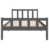 Cadre de lit sans matelas gris bois massif 100x200 cm