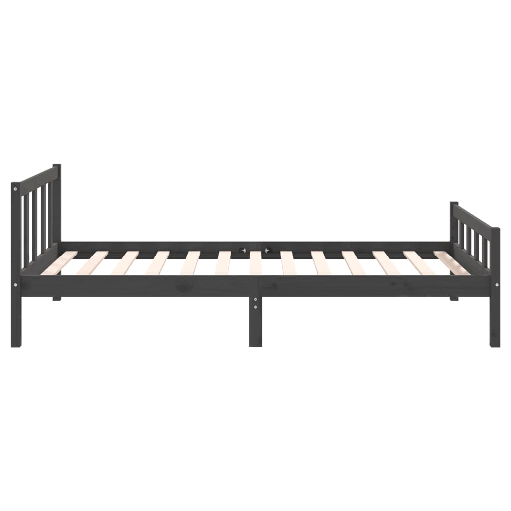 Cadre de lit sans matelas gris bois massif 100x200 cm