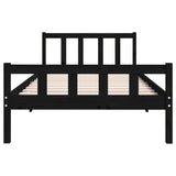 Cadre de lit sans matelas noir bois massif 100x200 cm