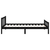 Cadre de lit sans matelas noir bois massif 100x200 cm