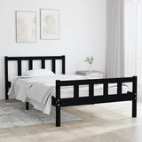 Cadre de lit sans matelas noir bois massif 100x200 cm