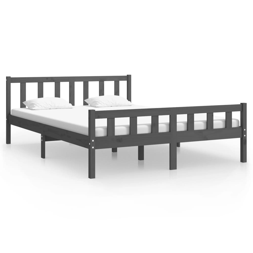 Bed frame without mattress gray solid wood 120x200 cm