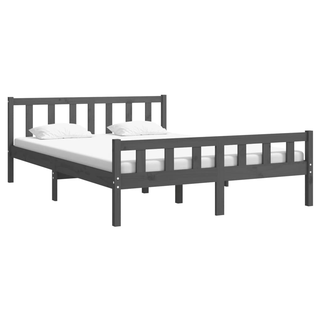 Bed frame without mattress gray solid wood 120x200 cm