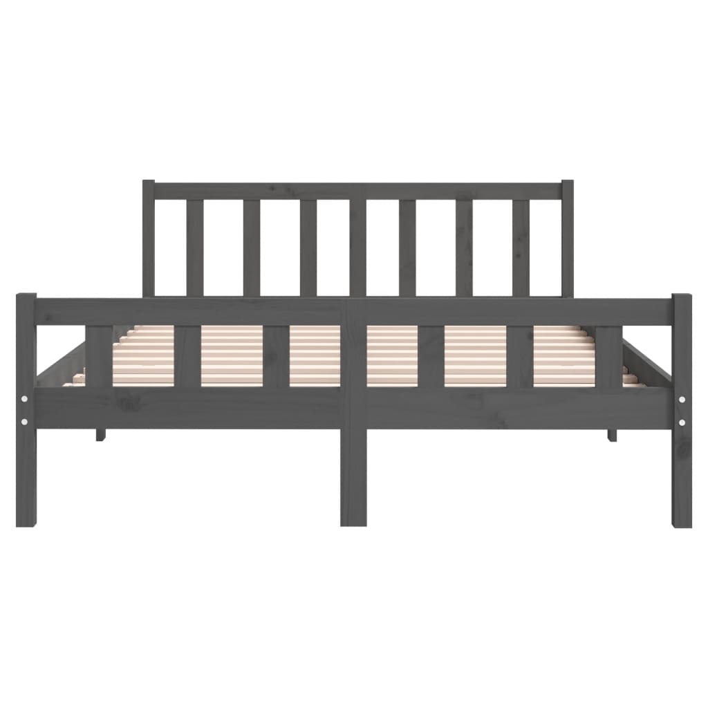 Bed frame without mattress gray solid wood 120x200 cm