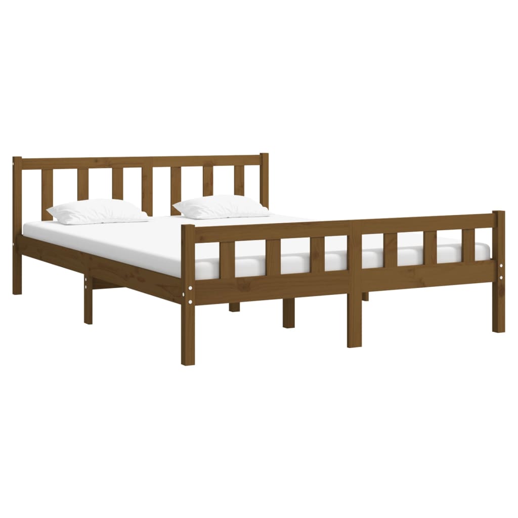 Bed frame without mattress honey brown solid wood 120x200 cm