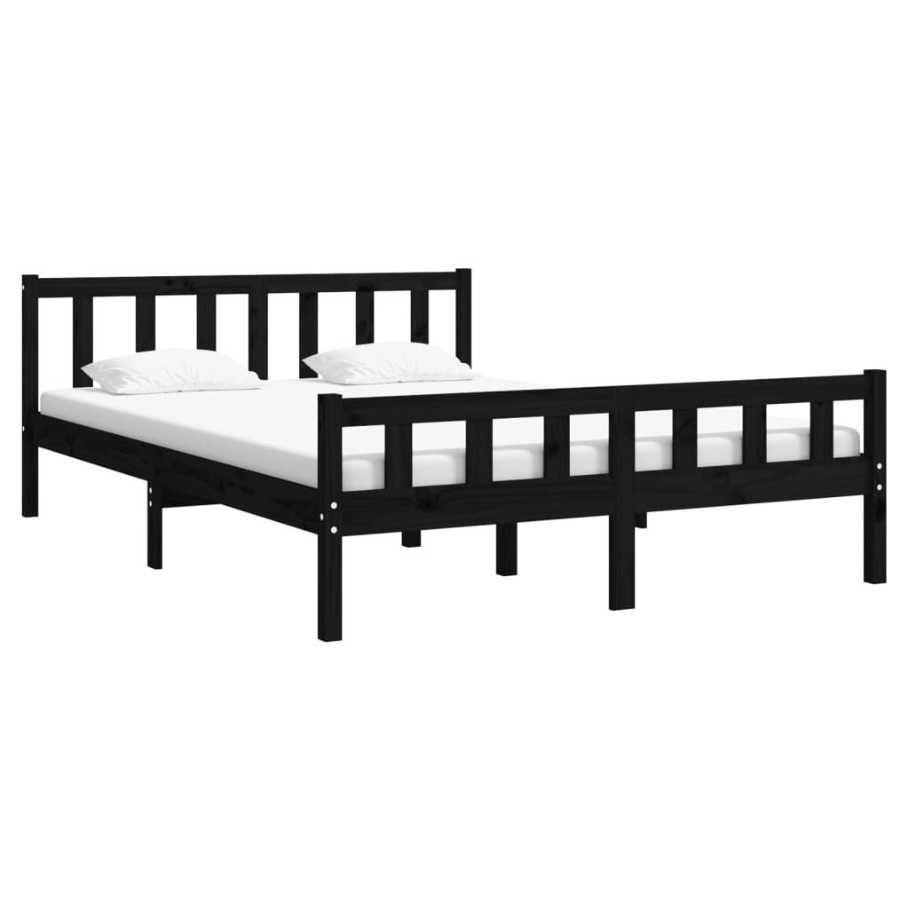 Bed frame without mattress black solid wood 120x200 cm