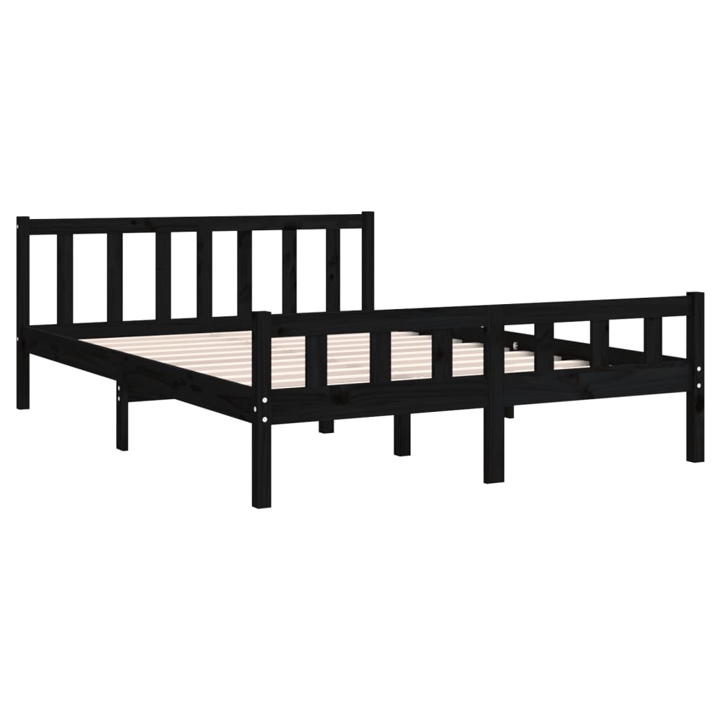 Bed frame without mattress black solid wood 120x200 cm