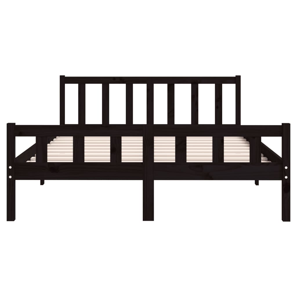 Bed frame without mattress black solid wood 120x200 cm