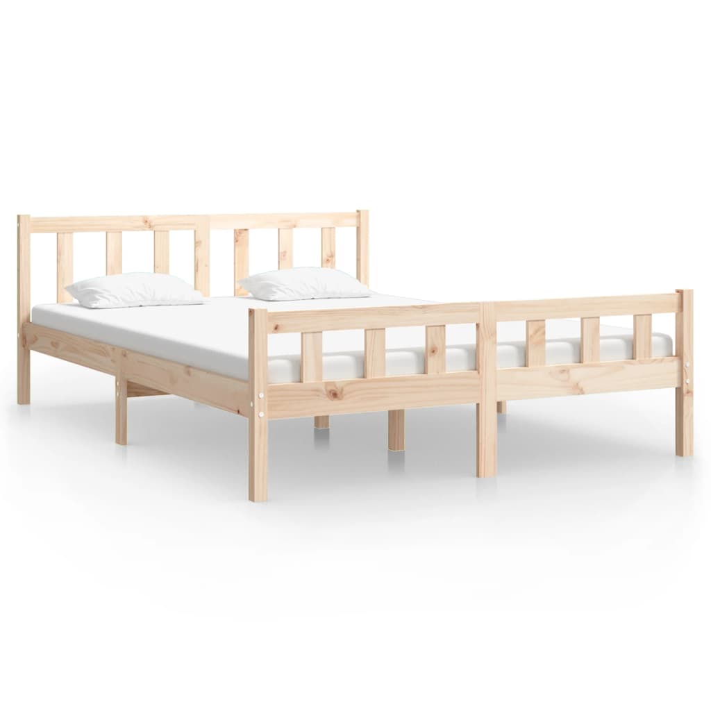 Solid wood bed frame without mattress