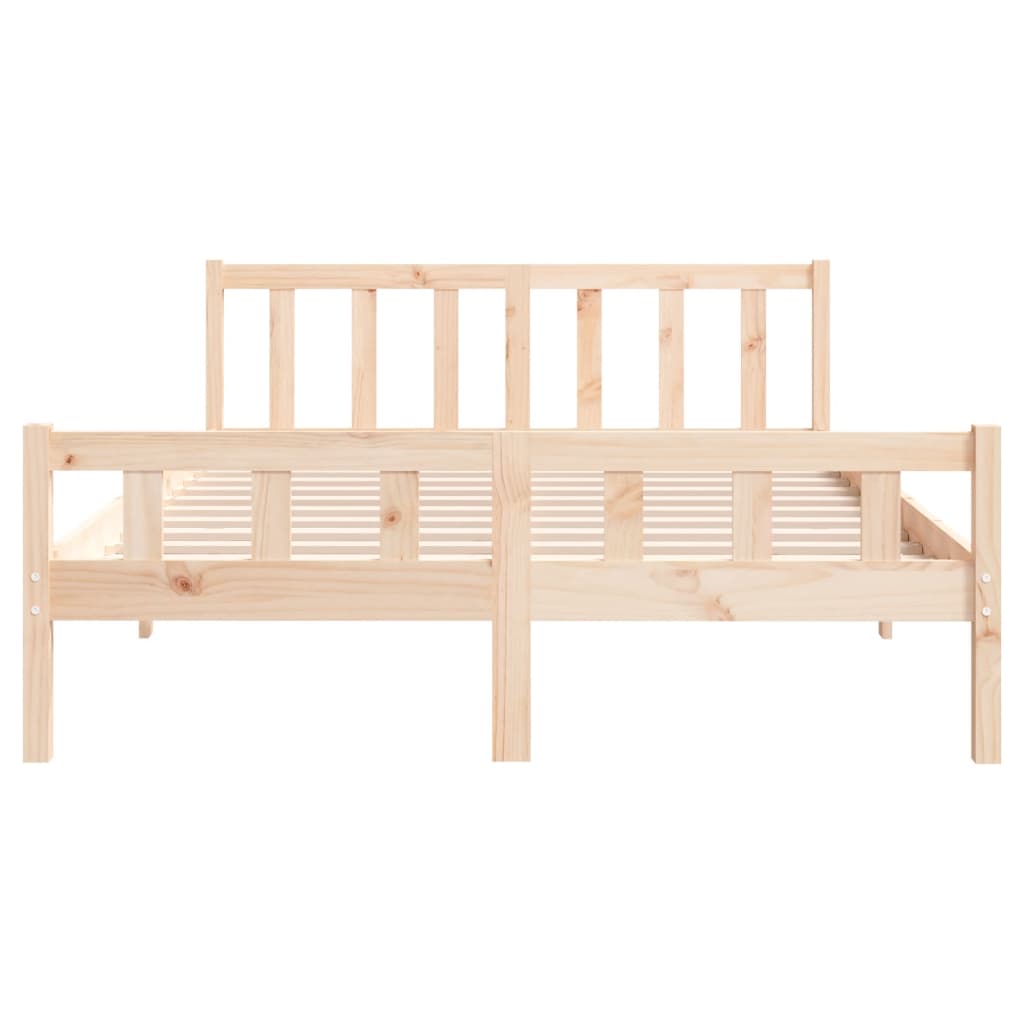 Solid wood bed frame without mattress