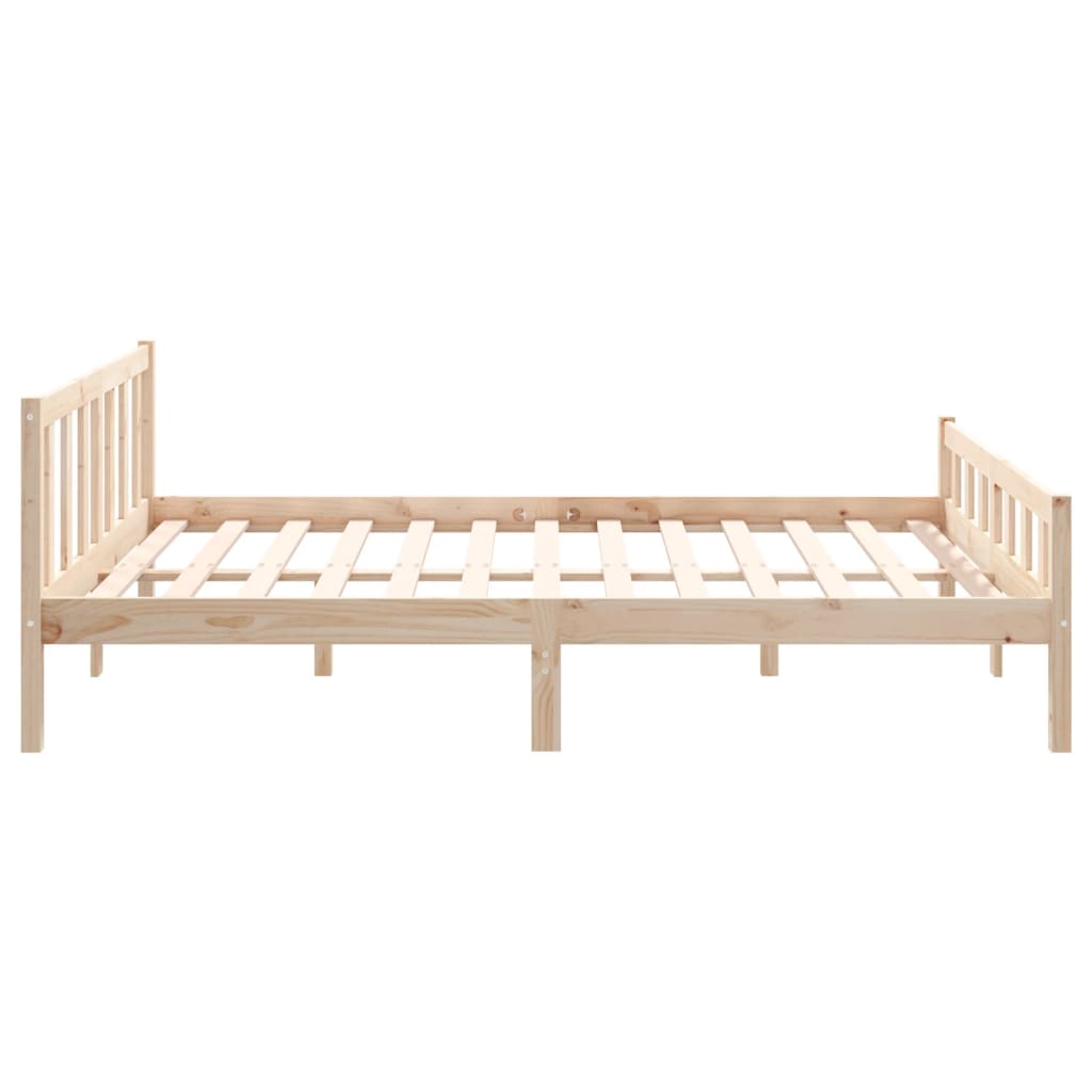 Solid wood bed frame without mattress