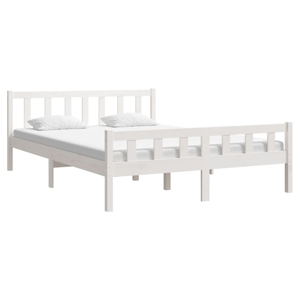 Bed frame without mattress white solid pine wood