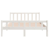 Bed frame without mattress white solid pine wood