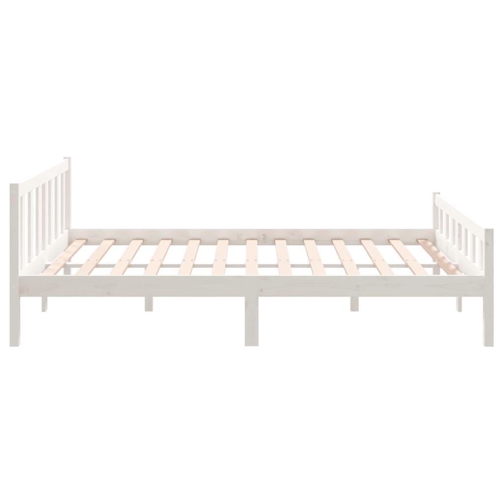 Bed frame without mattress white solid pine wood