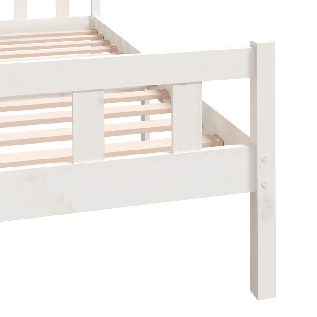 Bed frame without mattress white solid pine wood