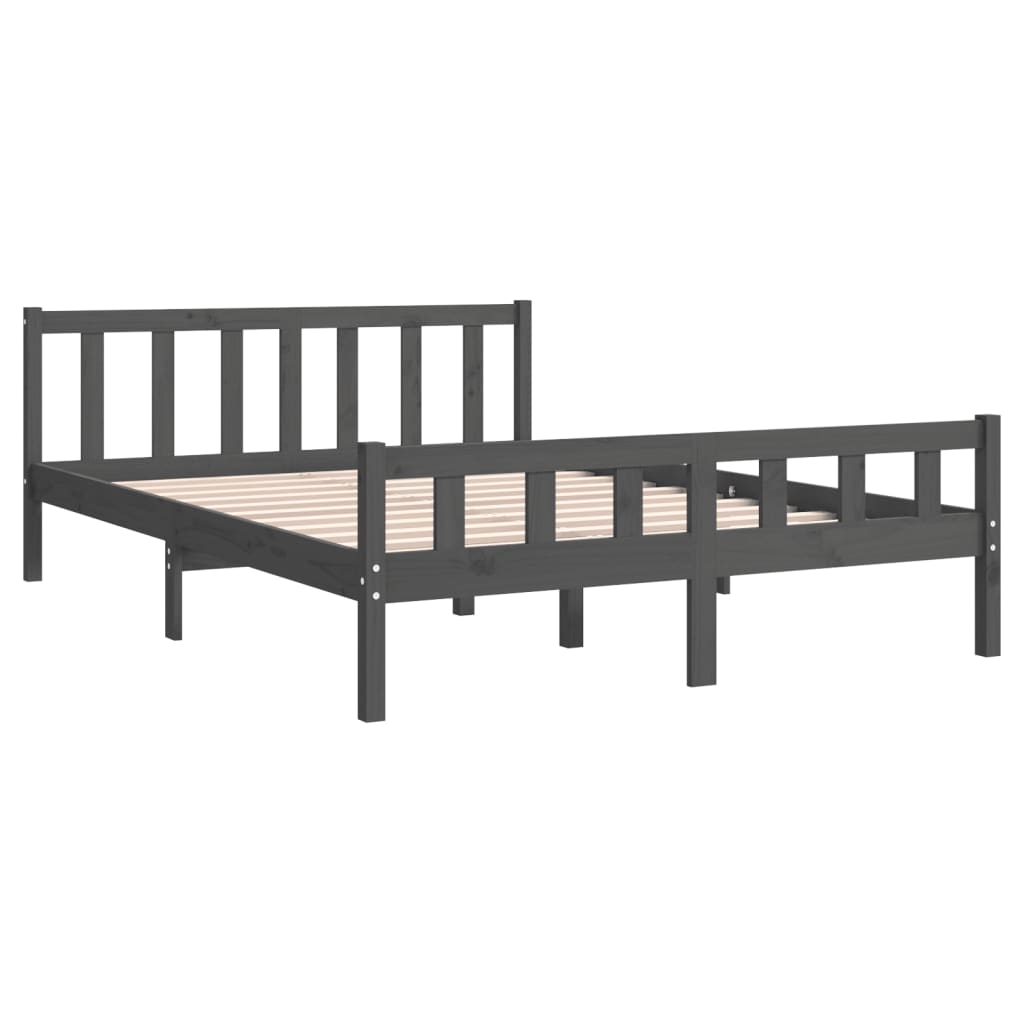 Bed frame without mattress gray solid wood