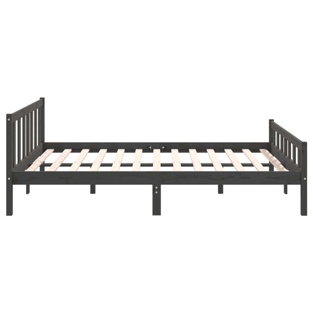 Bed frame without mattress gray solid wood