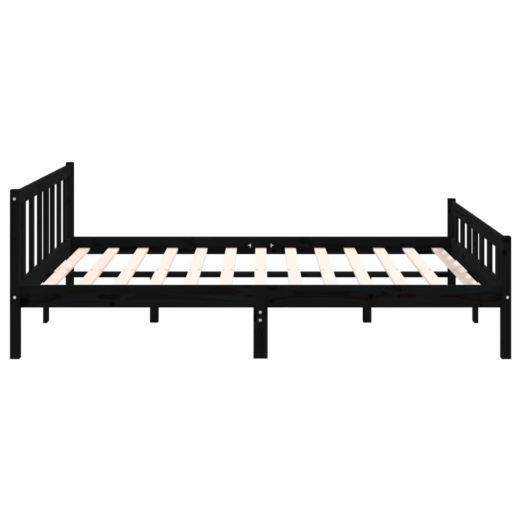 Black solid wood bed frame without mattress