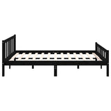 Black solid wood bed frame without mattress