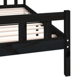 Black solid wood bed frame without mattress