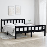 Black solid wood bed frame without mattress