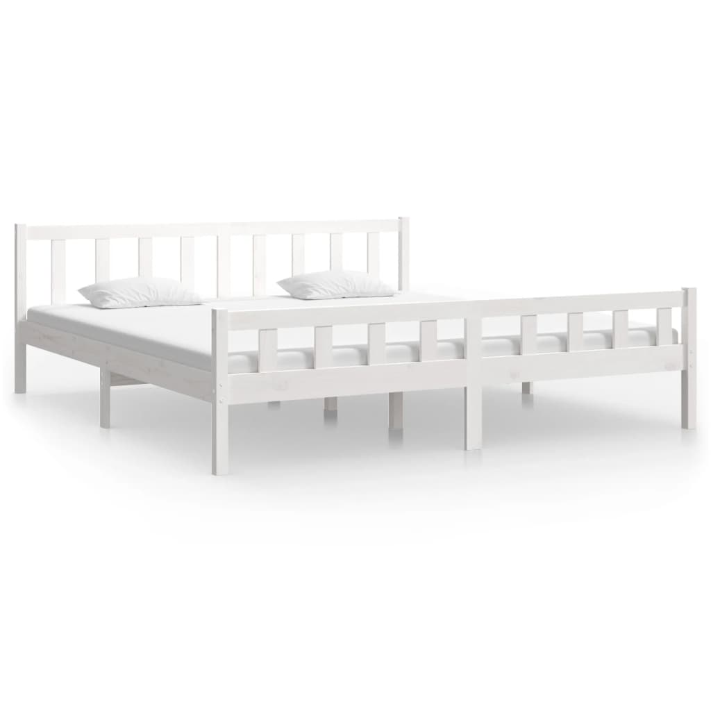 Bed frame without mattress white solid wood 160x200 cm