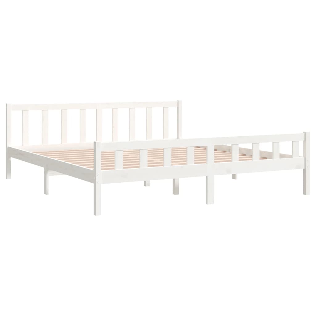 Bed frame without mattress white solid wood 160x200 cm