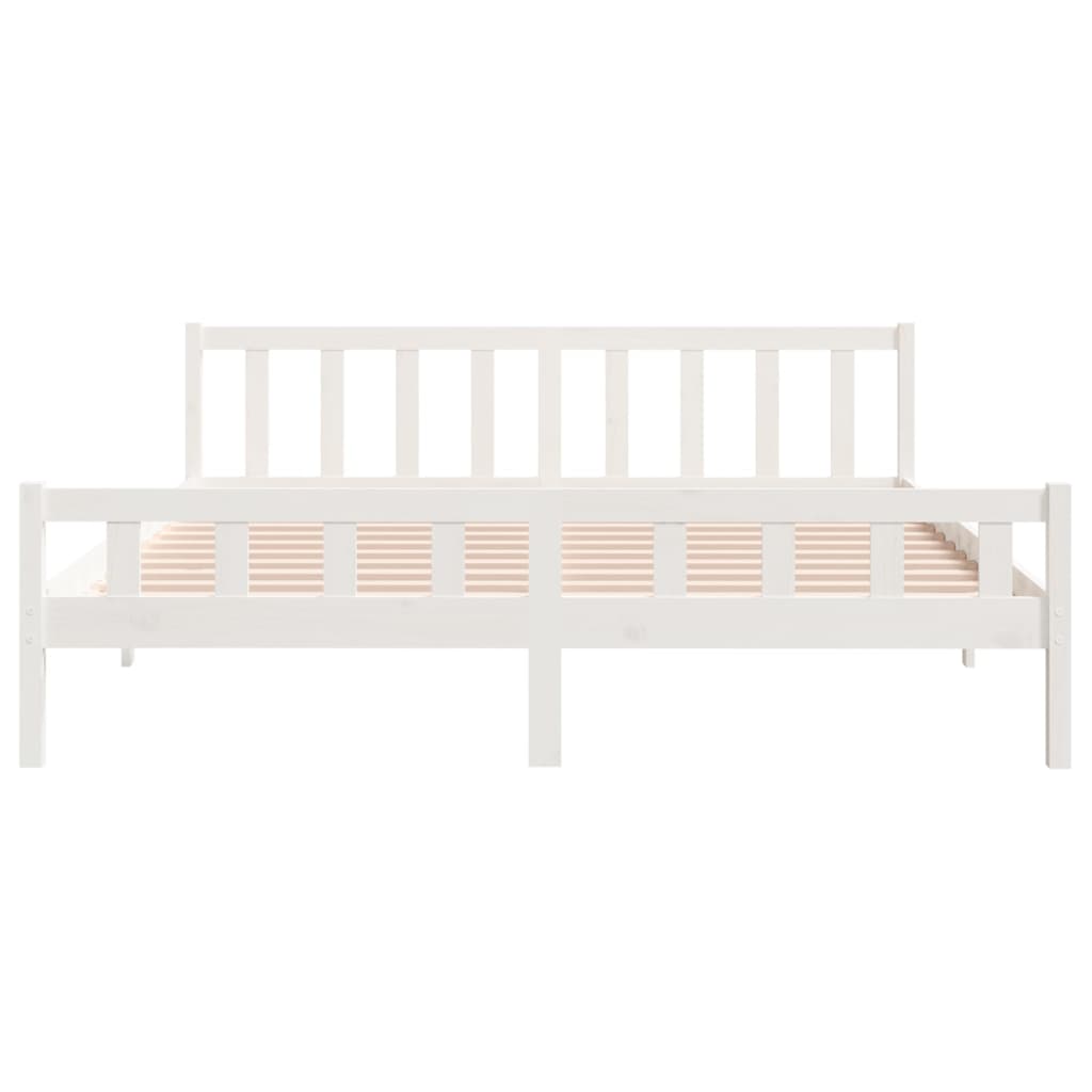 Bed frame without mattress white solid wood 160x200 cm