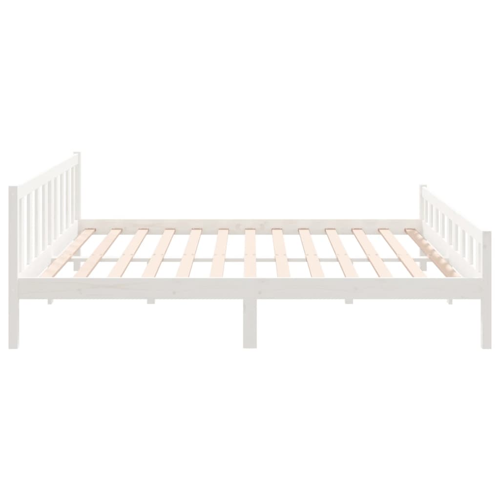 Bed frame without mattress white solid wood 160x200 cm