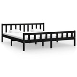 Bed frame without mattress black solid wood 160x200 cm