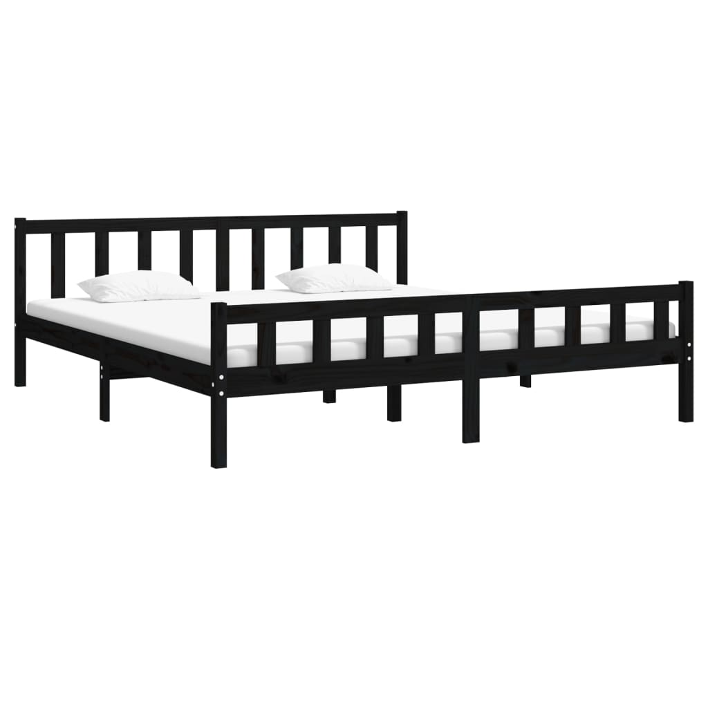 Bed frame without mattress black solid wood 160x200 cm