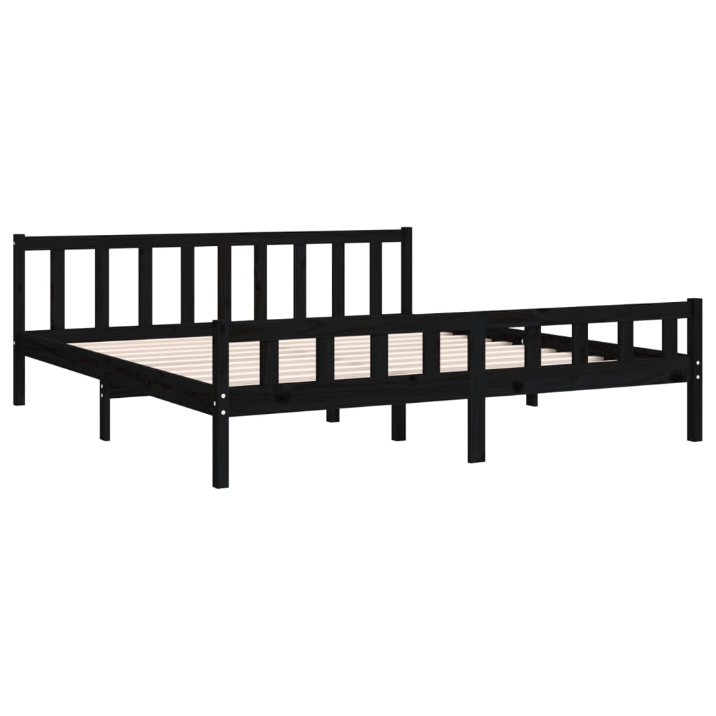 Bed frame without mattress black solid wood 160x200 cm