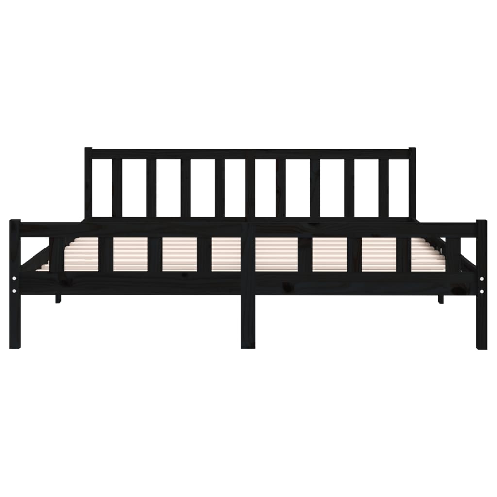 Bed frame without mattress black solid wood 160x200 cm