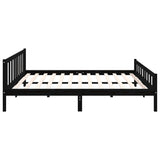 Bed frame without mattress black solid wood 160x200 cm