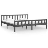 Bed frame without mattress gray solid wood