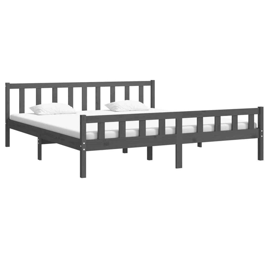 Bed frame without mattress gray solid wood