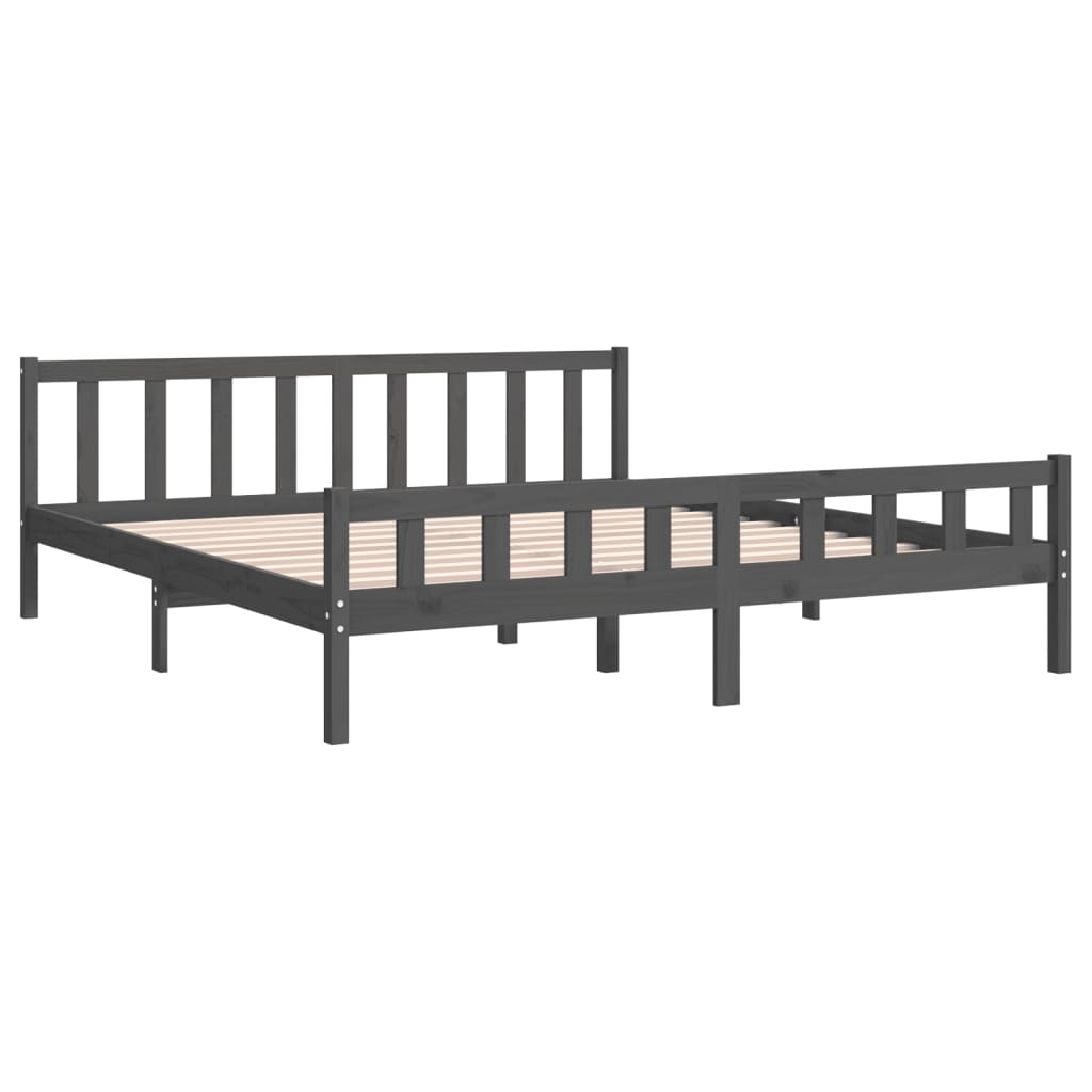 Bed frame without mattress gray solid wood