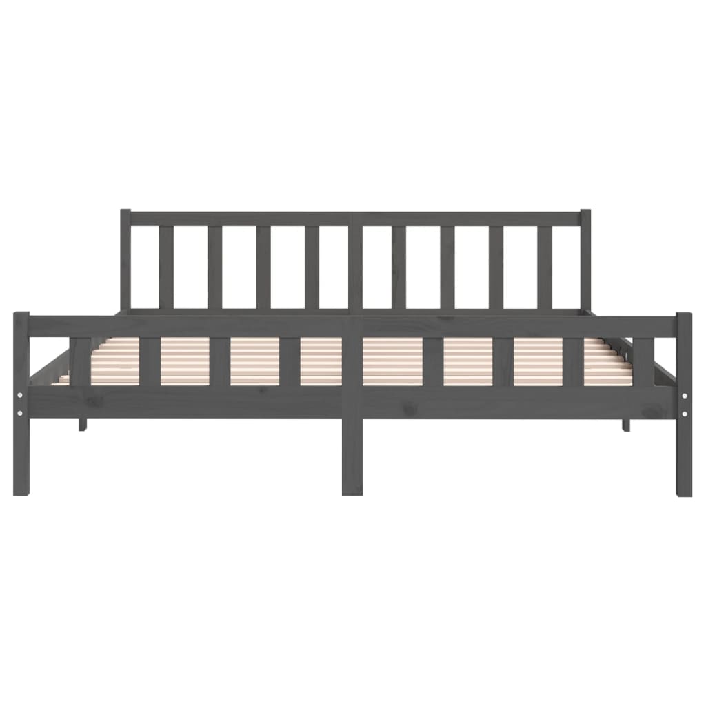 Bed frame without mattress gray solid wood