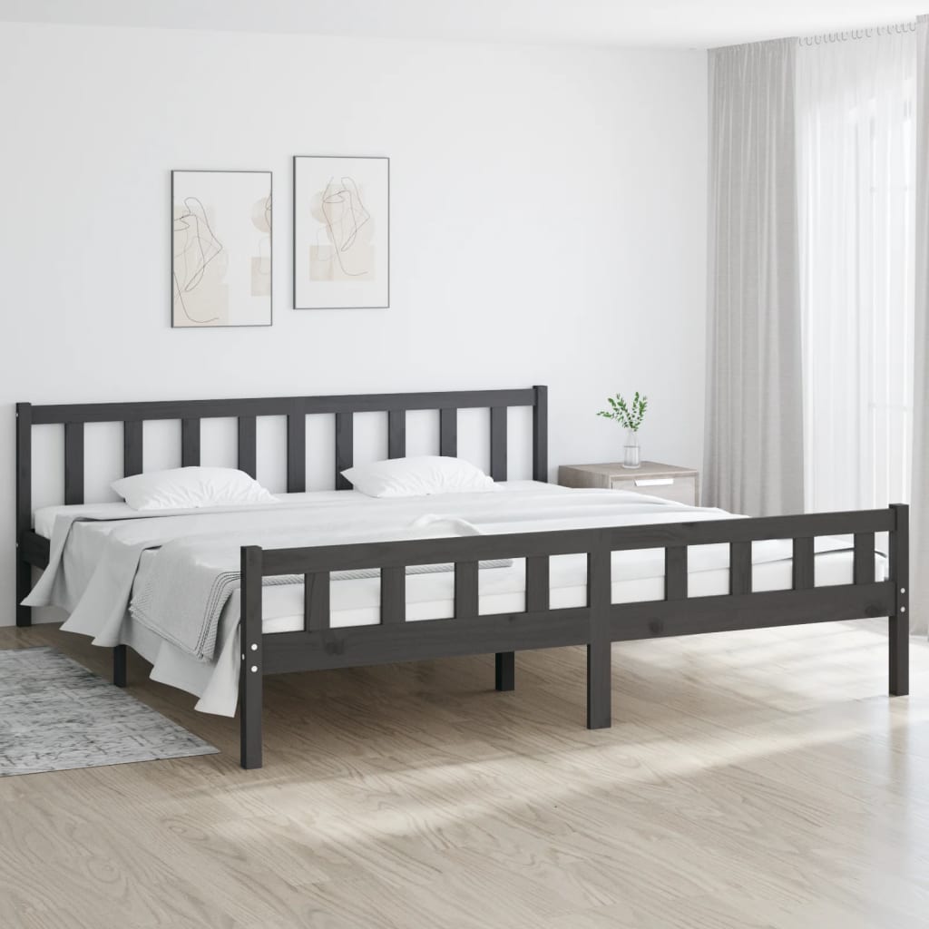 Bed frame without mattress solid wood gray 200x200 cm